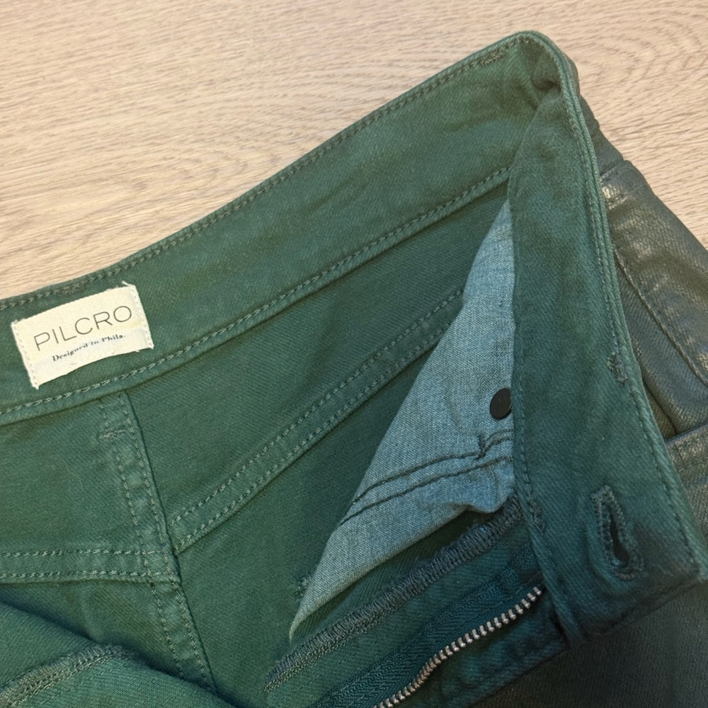 Pilcro Antropoligie Dark Green Coated Pencil Skirt - Picture 8 of 14